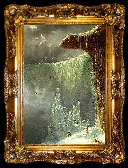 framed  Regis Francois Gignoux Niagara, The Table Rock in Winter